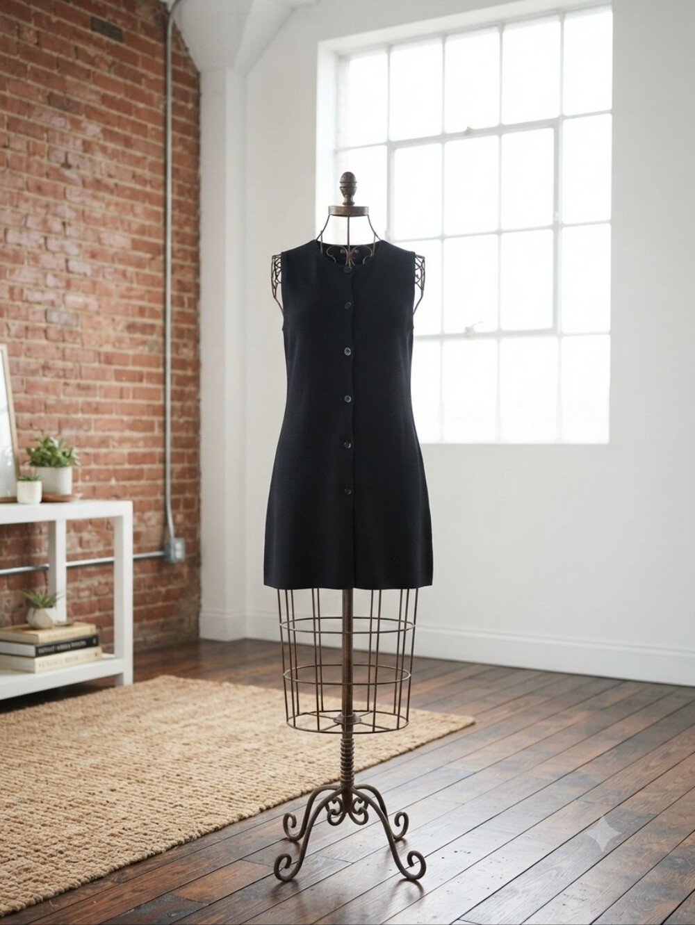 All The Ways Sleeveless Button-Front Black Vest Dress Size Medium